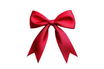 Fototapeta premium Elegant red bow with ribbon tails, isolated on transparent background