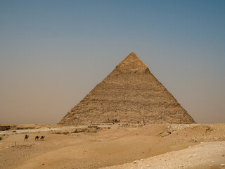 Famous Great Pyramids of Chephren and Cheops, Cairo, Egypt. Two of the three Great Pyramids, Giza...