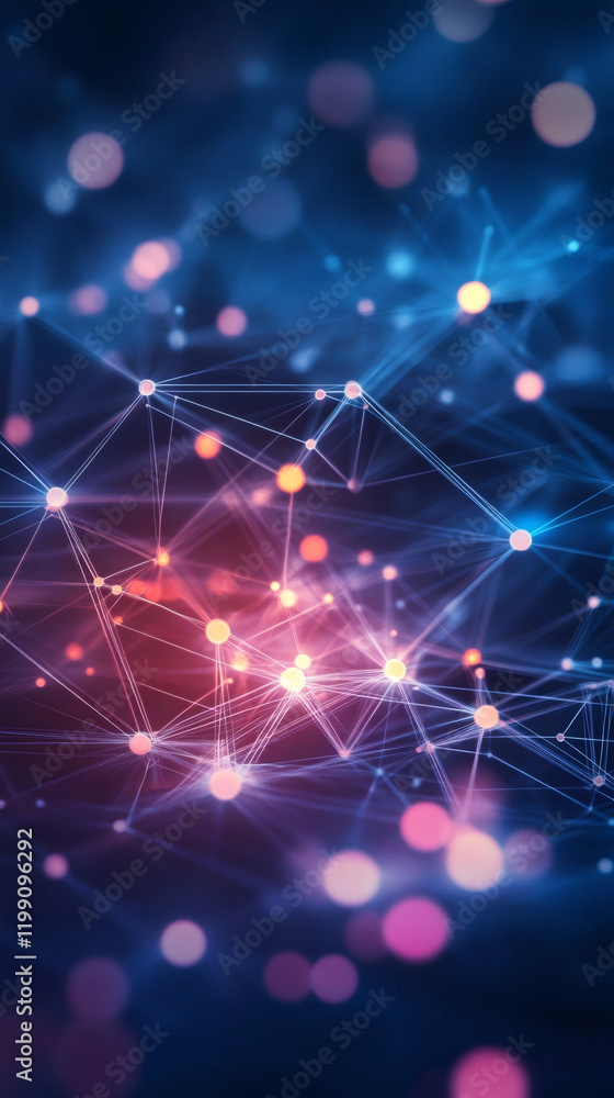 Leinwandbilder luminous interconnected nodes forming digital network grid, symbolizing technological communication 