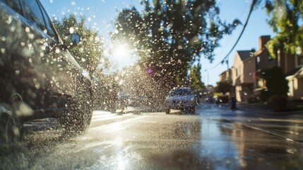 Fototapeta premium Reflections on Wet Street After Rain