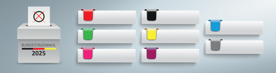 Infografik Bundestagswahlen 2025 mit Tabs f&uuml;r die jeweiligen Parteien