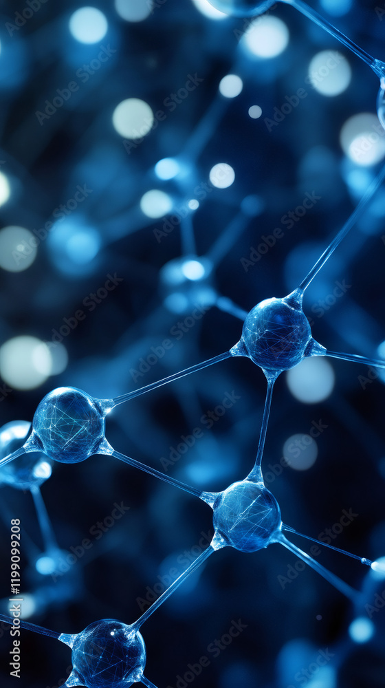 Poster Glass-like molecules are creating complex network connections, symbolizing innovation in science and technology