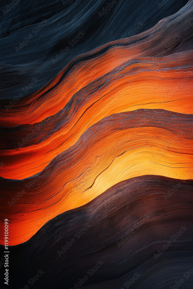 Poster stunning abstract wave patterns in vibrant red and orange hues create a dynamic flowing canvas refle