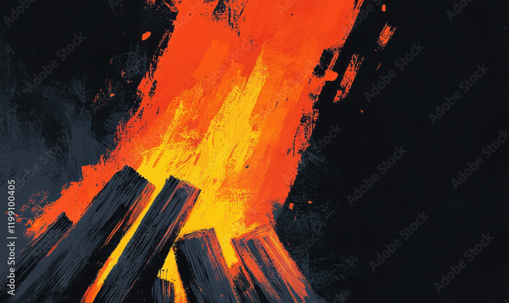 Poster dynamic abstract depiction of vibrant flames in motion - a visual exploration of combustion and ener