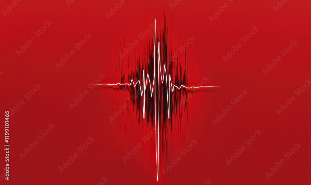 Poster vibrant pulse: captivating abstract representation of heartbeat rhythm with dynamic waveform on stri