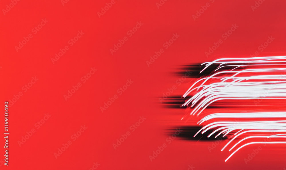 Aufkleber dynamic abstract light motion on vibrant red background showcasing speed and technology