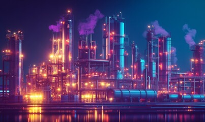 Industry pipeline transport petrochemical, gas and oil processing, furnace factory line, rack of heat chemical manufacturing, equipment steel pipes plant with