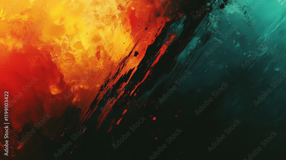 Poster dynamic abstract artwork with contrasting fire and ice elements. perfect for backgrounds, design, an