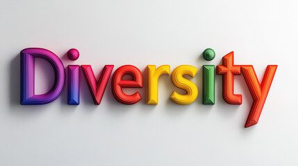 A bold and colorful design of the word "Diversity" in rainbow shades, symbolizing equality and LGBTQ+ pride