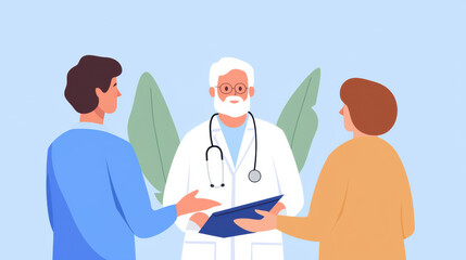 Obraz premium Doctor consulting with patients, discussing health and treatment options