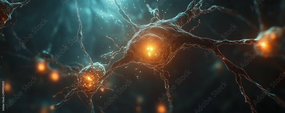 Poster intricate neural network visualization with glowing connections.