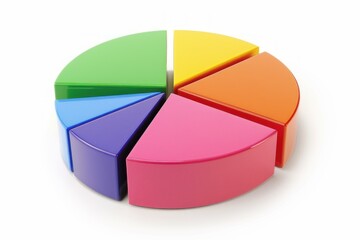 Vibrant pie chart displays data segments, symbolizing market share, business performance, and financial analysis