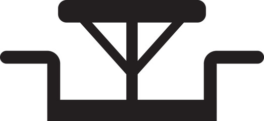 Outdoor Table and Chair With Umbrella Icon Flat Design