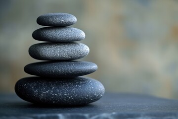 Stacked smooth stones creating a serene and balanced arrangement in a calming setting