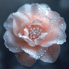 Delicate Pink Flower with Water Droplets and Sparkling Center