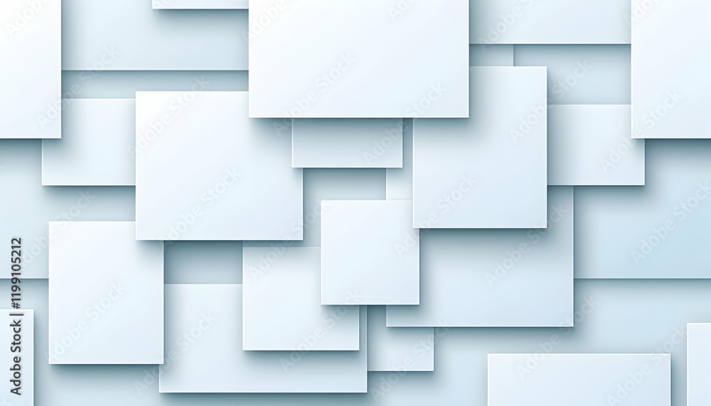 Poster abstract background of overlapping light blue squares, creating a modern and minimalist design. perf