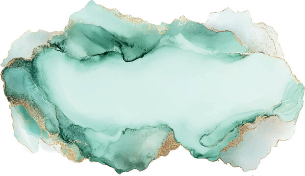 Watercolor background gentle, abstract. Pale Mint blob with soft, blurred edges. A slight gold accent adds a luxurious touch, while a spacious blank center provides room for text. 