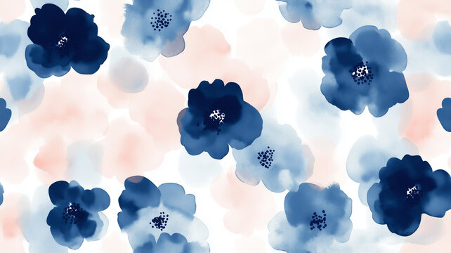Blue and pink flower background in watercolor painting style. abstract art background