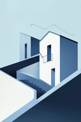 Fototapeta premium Explore Modern Minimalist Architecture: Elegant Design with Geometric Lines and Light Play