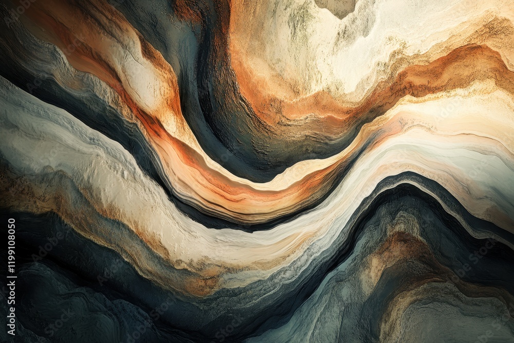 Poster abstract wavy patterns in earth tones create a serene visual experience