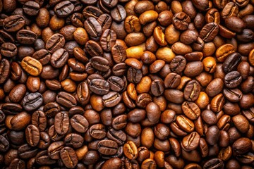 Obraz premium Sun-dried coffee beans, dark and light roast, offer a rich backdrop; ample copy space.