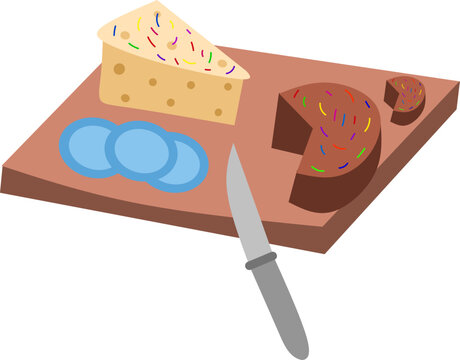 cake and cheese on cutting board clip art preview