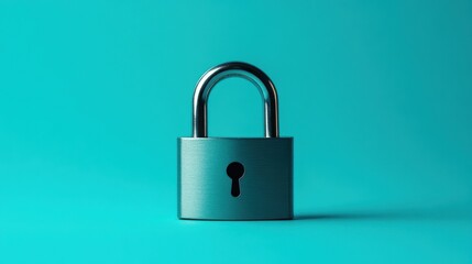 Fototapeta premium A weather-resistant padlock with a sturdy design on a gradient green background, durable and practical