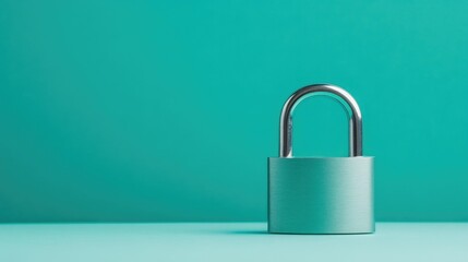 Fototapeta premium A sleek silver padlock against a gradient green background, symbolizing safety and trust