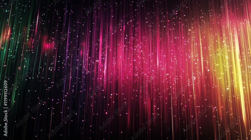 Poster Vibrant abstract background with colorful vertical streaks resembling rain.