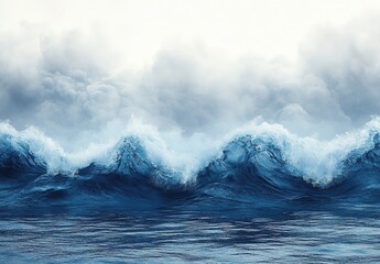 Naklejka premium Powerful Ocean Waves Crashing Against a Stormy Sky
