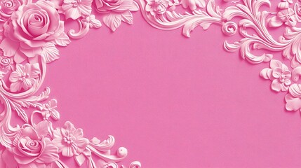Pink Floral Ornate Design Background Image