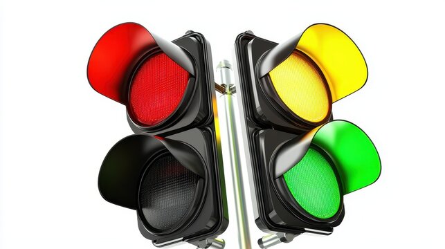 Traffic Light Signals: Red, Yellow, Green - A 3D Render of a Traffic Control System