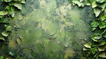 Lush green textured background with vibrant leaves framing a natural, serene atmosphere