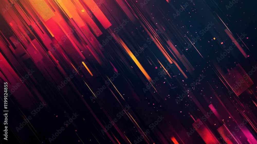 Poster Dynamic abstract background with colorful diagonal light streaks. Perfect for tech, energy, or speed themes.