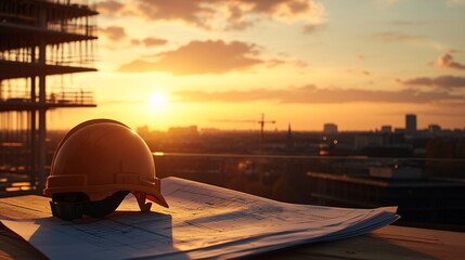 Fototapeta na wymiar Construction Progress at Sunset Urban Landscape Photograph Architectural Environment Analyzed Viewpoint Safety Concept and Planning