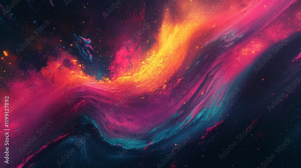 Aufkleber abstract cosmic artwork with vibrant colors and dynamic forms.