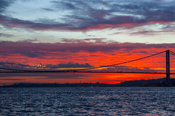 15 July Martyrs Bridge (15 Temmuz Sehitler Koprusu) in the Sunset Time Photo, Üsküdar Istanbul, Türkiye (Turkey)
