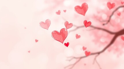 Abstract heart pink light or bokeh background. Valentine Day concept. pink background with hearts. 