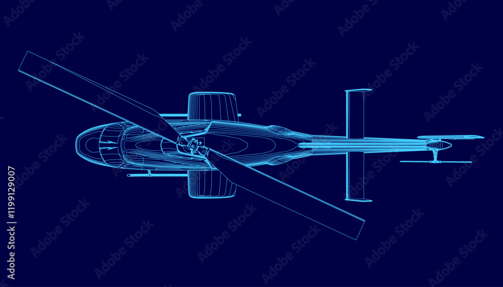 Aufkleber blue helicopter is shown in a blue background. the image is a computer-generated rendering of a heli
