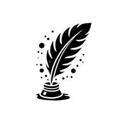 Elegant Quill Pen Illustration with Ink Droplets