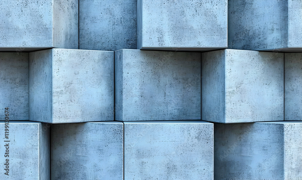 Poster abstract background of textured concrete cubes, geometric pattern, modern architecture, 3d rendering
