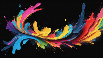 Obraz premium Dynamic Splash of Paint Colors on a Black Background