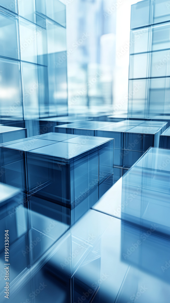 Aufkleber abstract glass cubes are forming a futuristic cityscape, creating a modern and innovative architectu