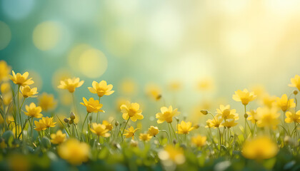 Golden Hour Blooms: Yellow wildflowers glow in the soft, dreamy sunlight.