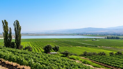 Vast Vineyard Landscape Under a Sunny Sky