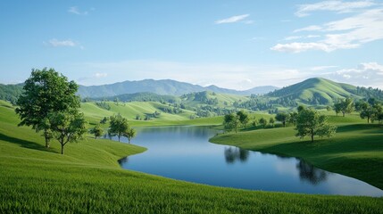 Serene Lake in Rolling Hills