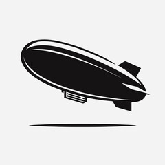 Blimp silhouette  in black on a white background