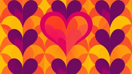 Colorful heart patterns create a lively backdrop for celebrations and events in vibrant shades of red, orange, and purple