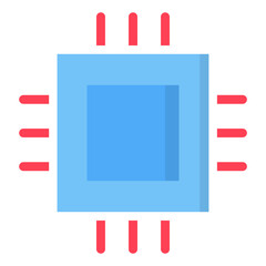 Computer chip colorful vector flat glyph icon.