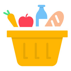 Grocery shopping colorful vector flat glyph icon.